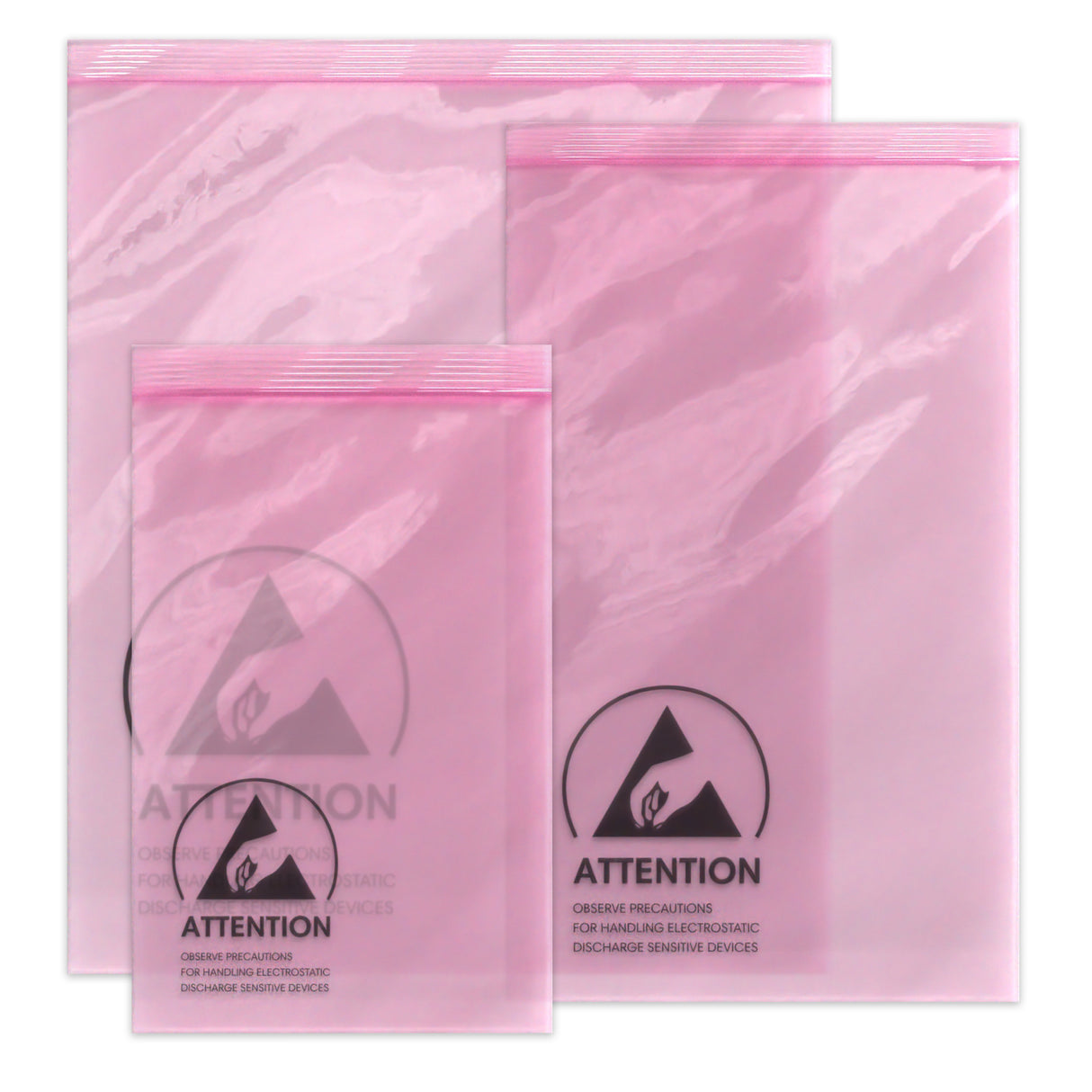Sacos antiestáticos rosa (ESD) com selo de aderência