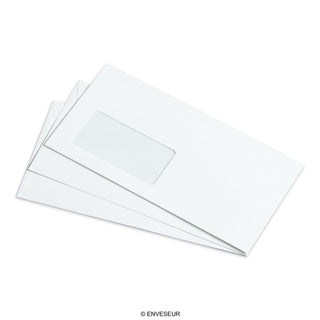 Envelope Opaline com janela 110×220 mm (DL) – Embalagem com 100 unidades