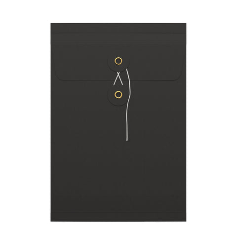 String & Washer Gusset Envelopes Black 229 x 162 x 25 mm (C5)