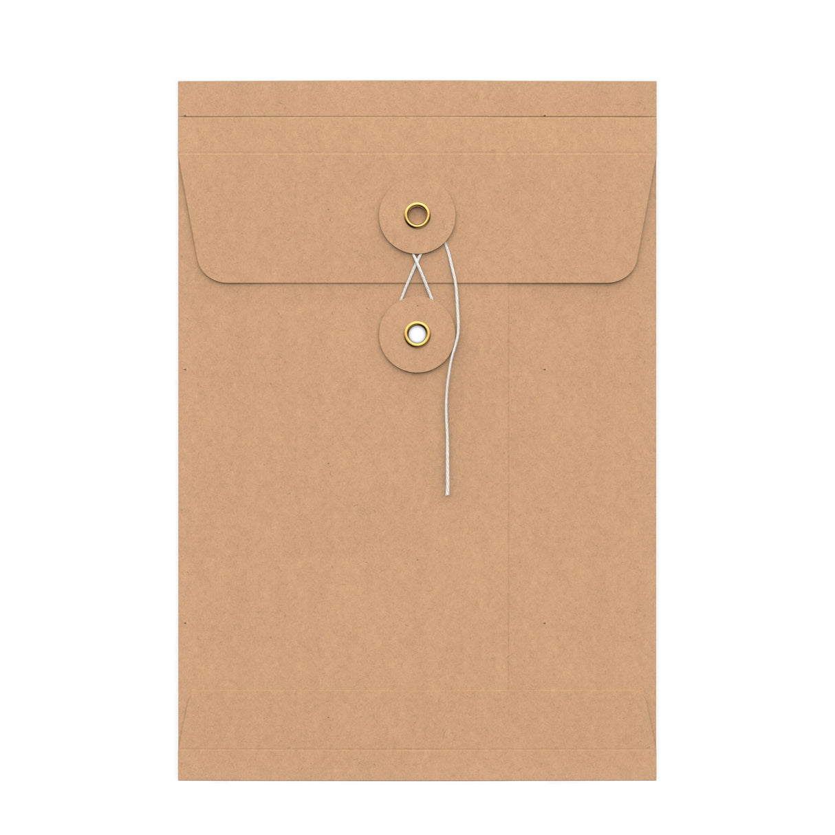 Envelopes com fecho de corda e arruela com reforço e janela panorâmica
