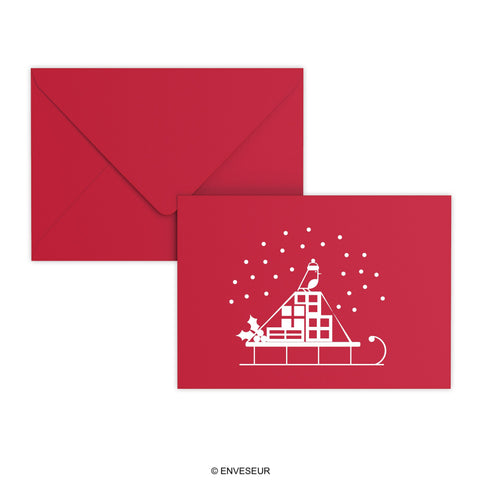 Christmas Envelope – Snow Sled Dark Red 162 x 229 mm (C5)
