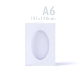 Conjunto de cartões brancos texturados com acabamento martelado e janela oval