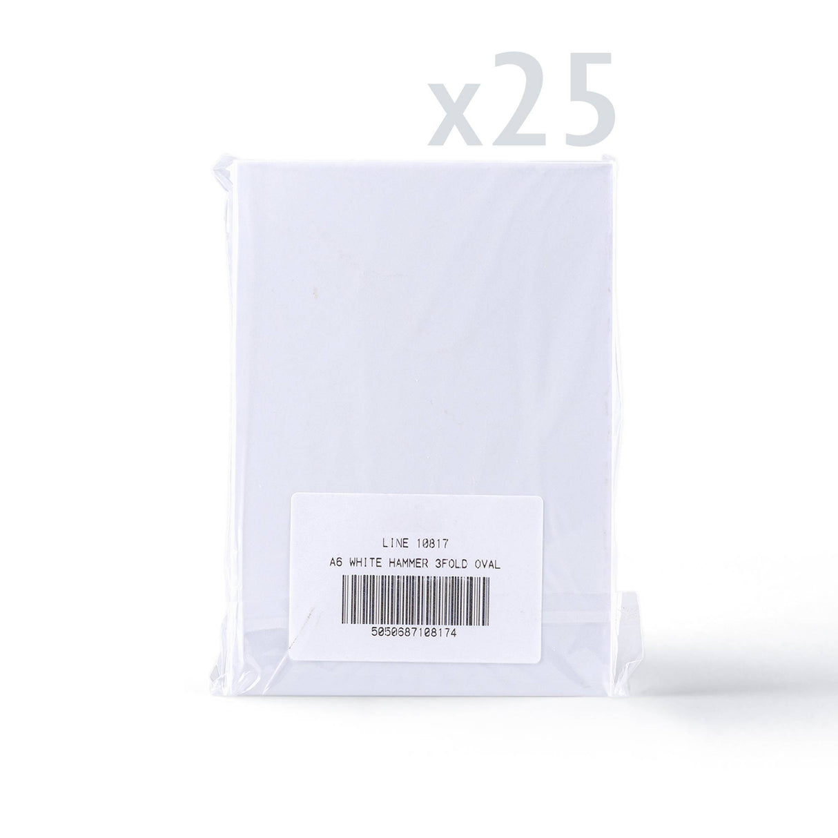 Conjunto de cartões brancos texturados com acabamento martelado e janela oval