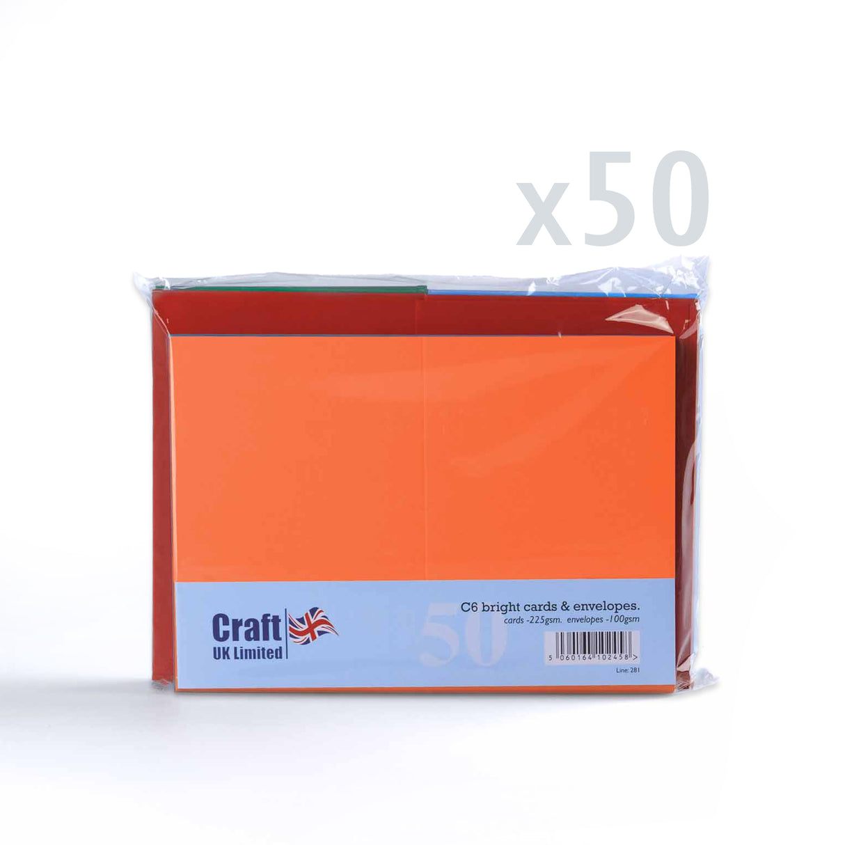Cartões cores vivas sortidos 225 g/m² e envelopes 100 g/m²