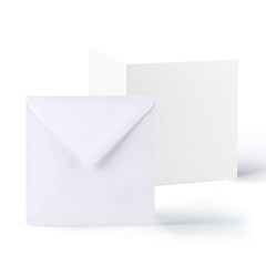 Hammered Cards & Envelopes Pack White 155x155 mm + 145x145 mm