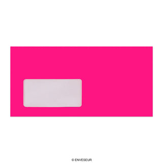 Envelope rosa néon com janela 110x220 mm (DL)