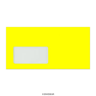 Envelope amarelo néon com janela 110x220 mm (DL)