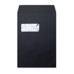 Envelope preto de alto gramagem com janela 324x229 mm (C4)