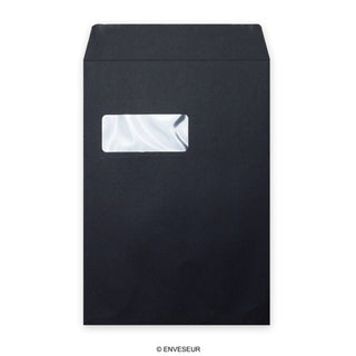 Envelope preto de alto gramagem com janela 324x229 mm (C4)