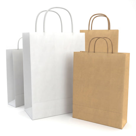 Sacos de papel com pegas torcidas